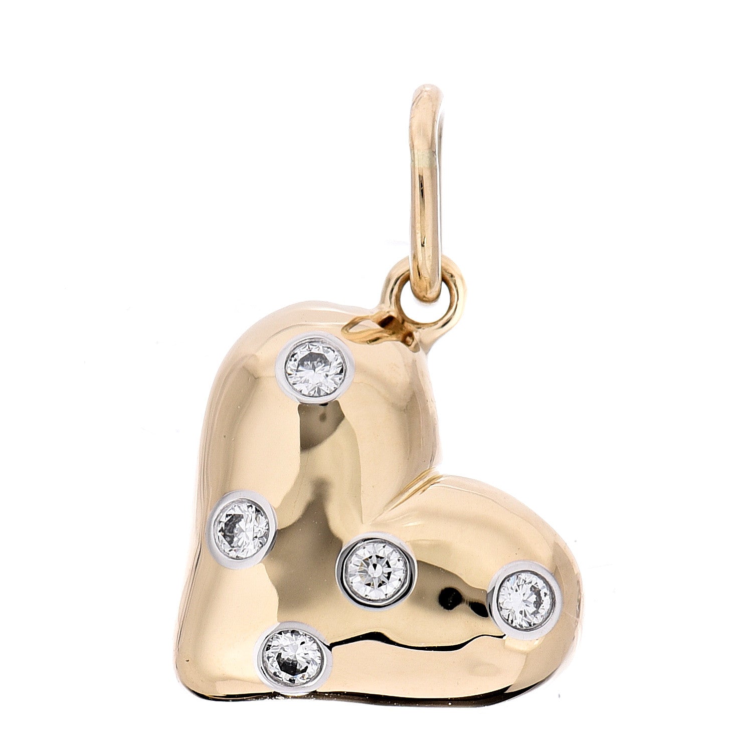 Tiffany 18K Yellow Gold Platinum Diamond Etoile Heart Charm 1 of 4