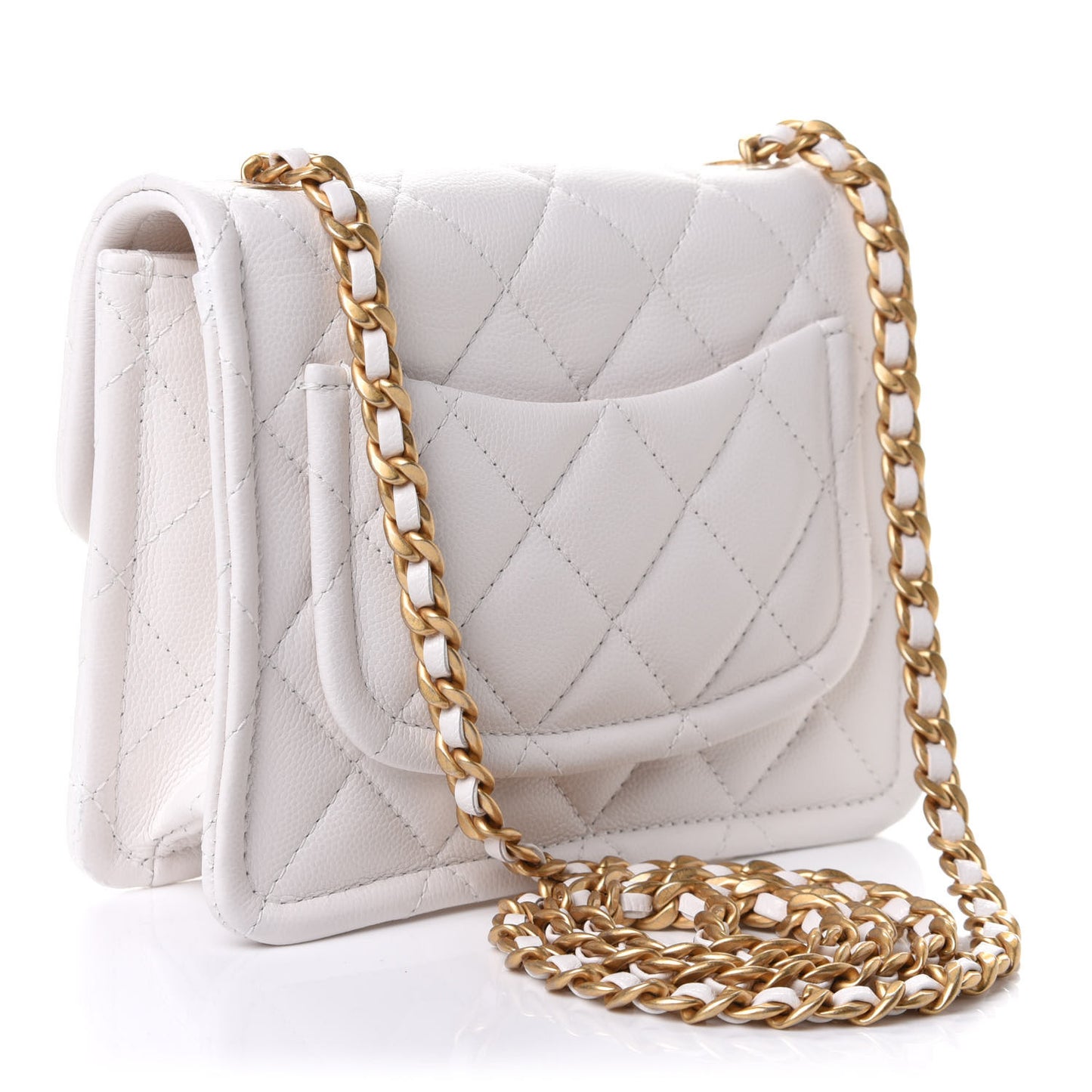 Caviar Quilted Mini Sweet Classic Flap White