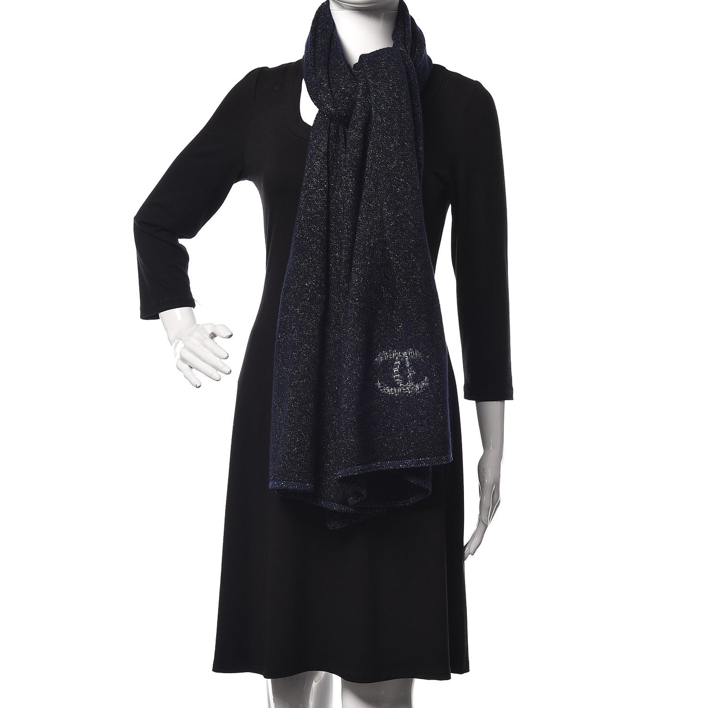 Cashmere Silk Tweed CC Scarf Blue