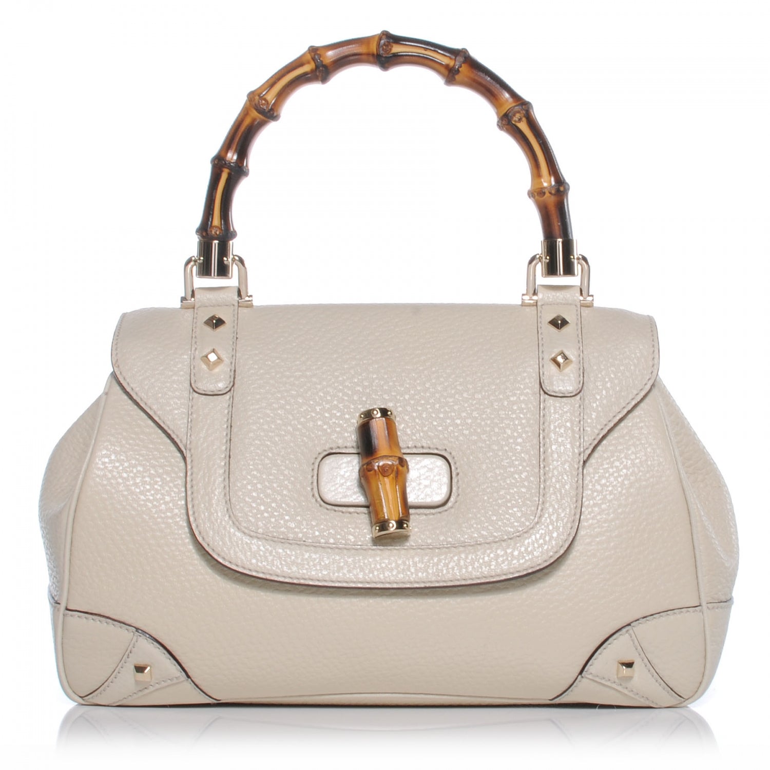Gucci Leather Bamboo Top Handle Bag Ivory 1 of 7