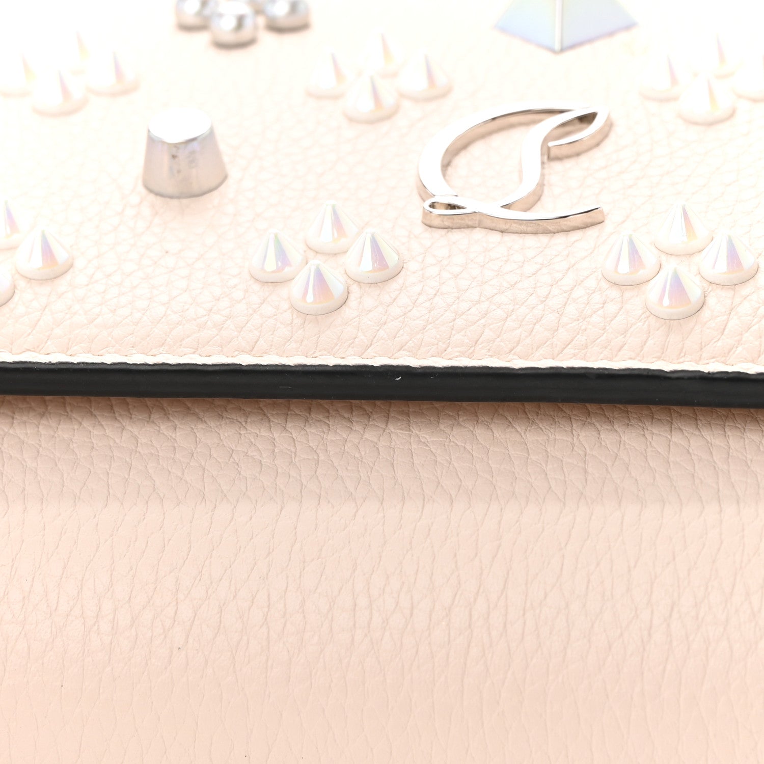 Christian Louboutin Grained Calfskin Spikes Loubinthesky Paloma Clutch Leche 14 of 15