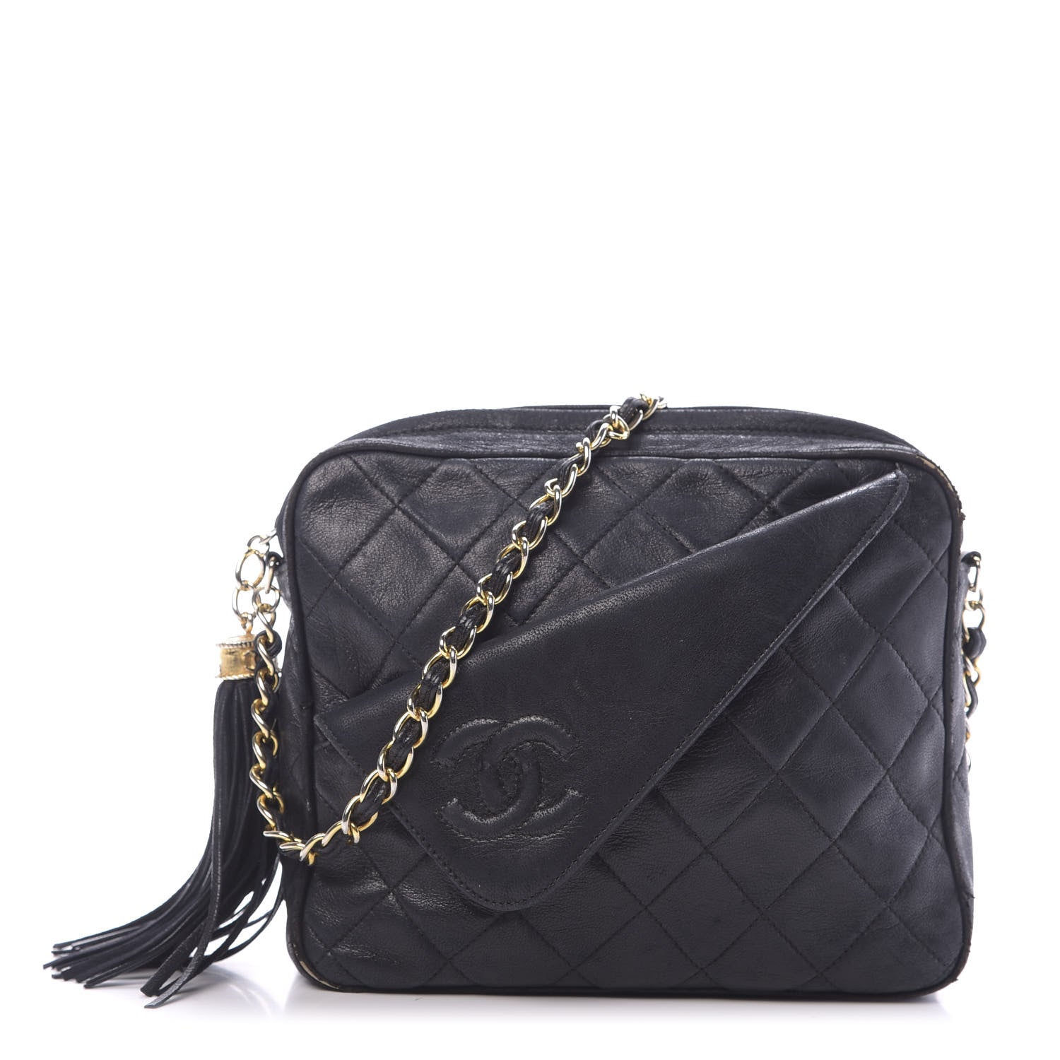 Chanel Lambskin Quilted Flap Tassel Camera Case Black 1 of 18