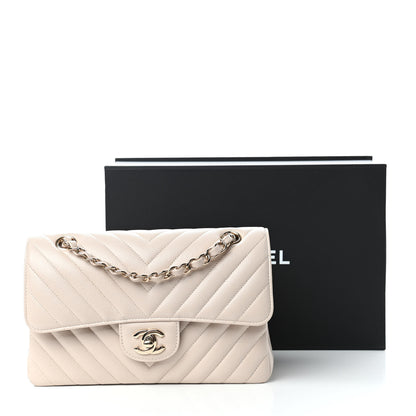 Chanel Caviar Chevron Quilted Small Double Flap Beige 11 of 11