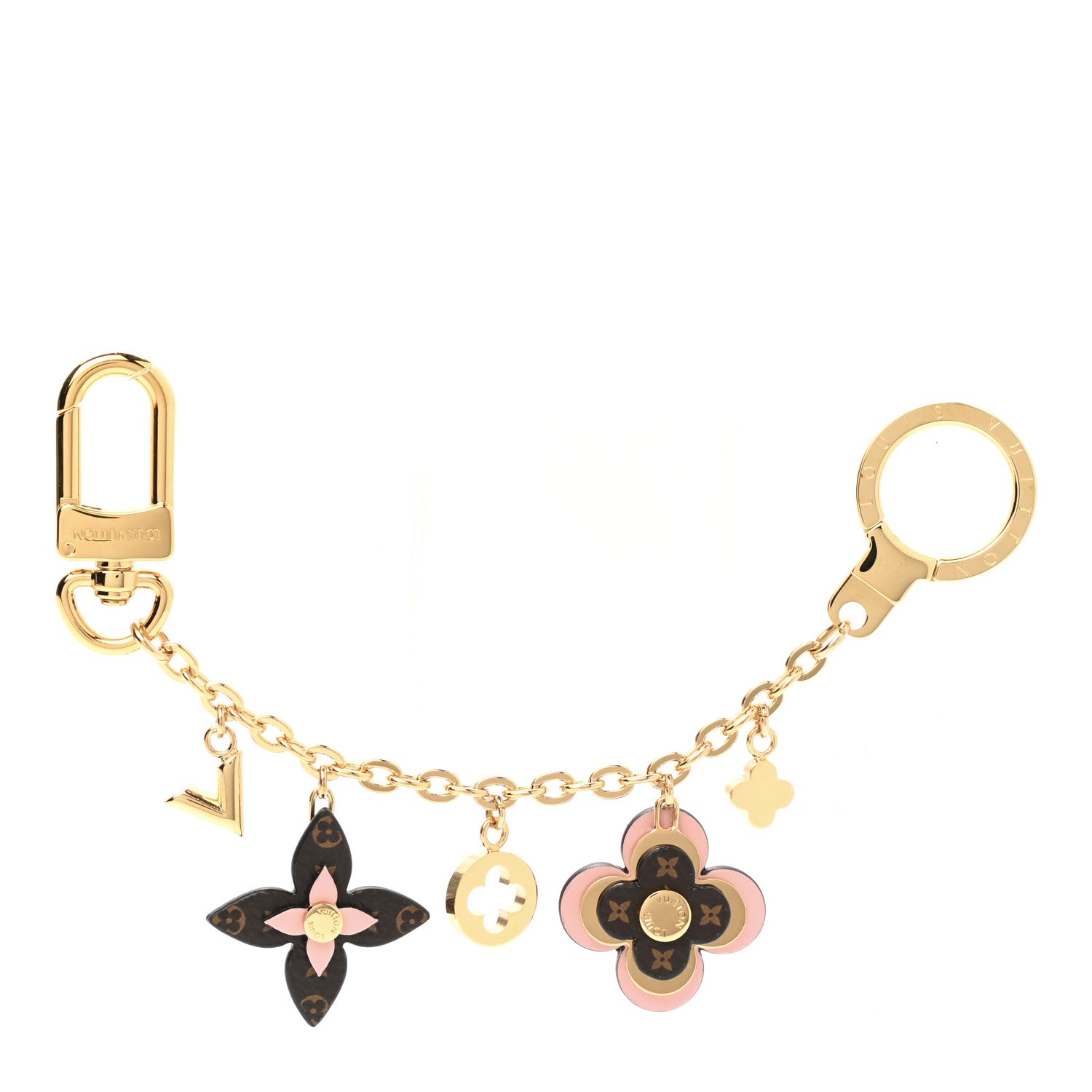 Louis Vuitton Brass Monogram Blooming Flowers Bag Charm Key Holder Rose Ballerine 1 of 5