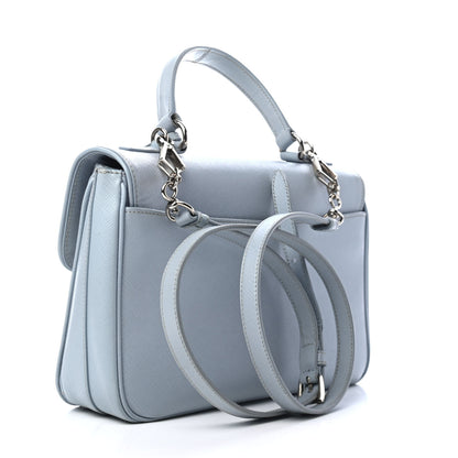 Prada Saffiano Lux Sound Top Handle Light Blue 2 of 4