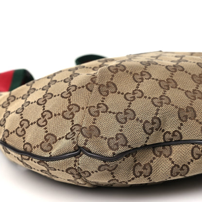 Gucci Monogram Web Medium Half Moon Hobo Dark Brown 9 of 10
