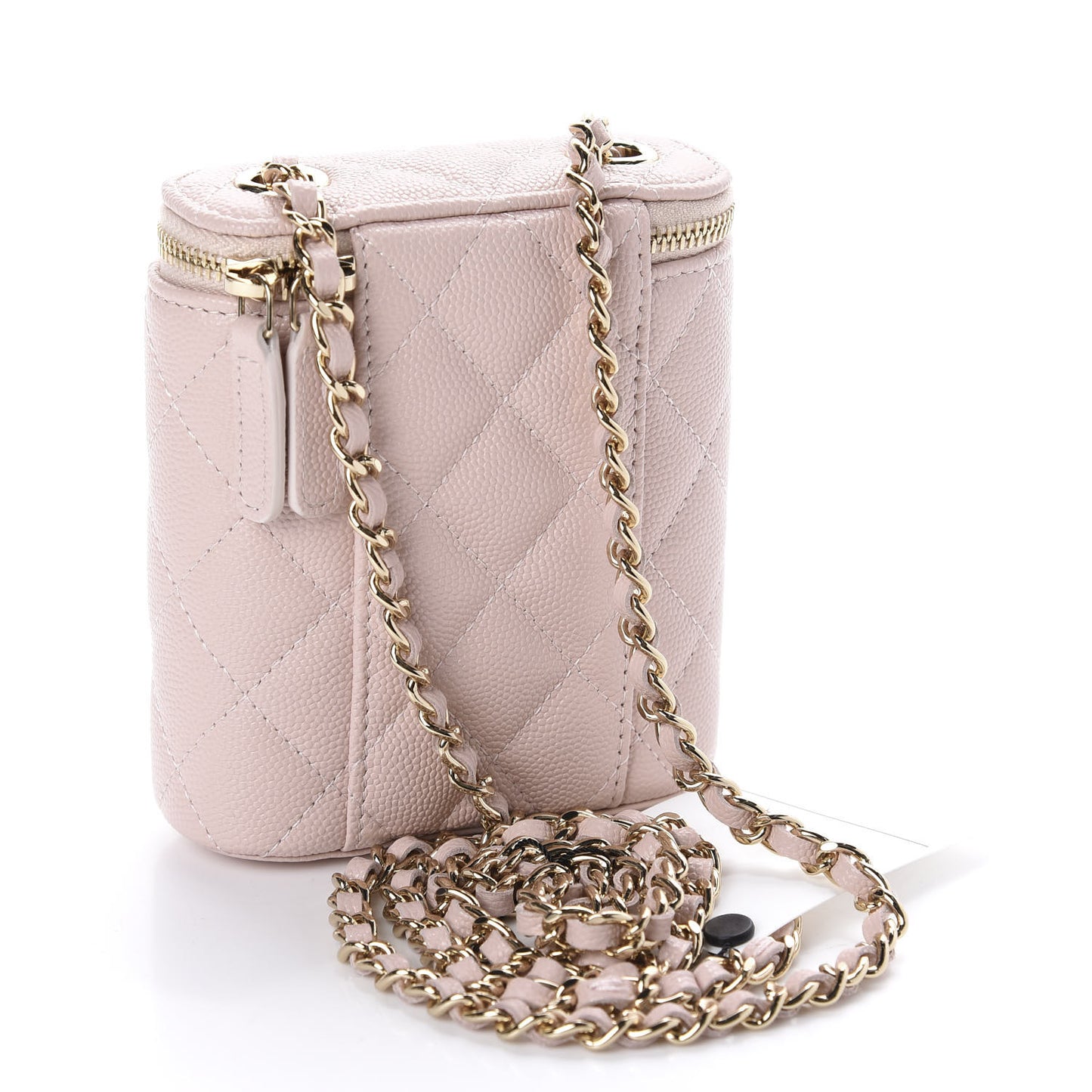 Caviar Quilted Small Vertical Coco Beauty Vanity Case With Chain Light Pink