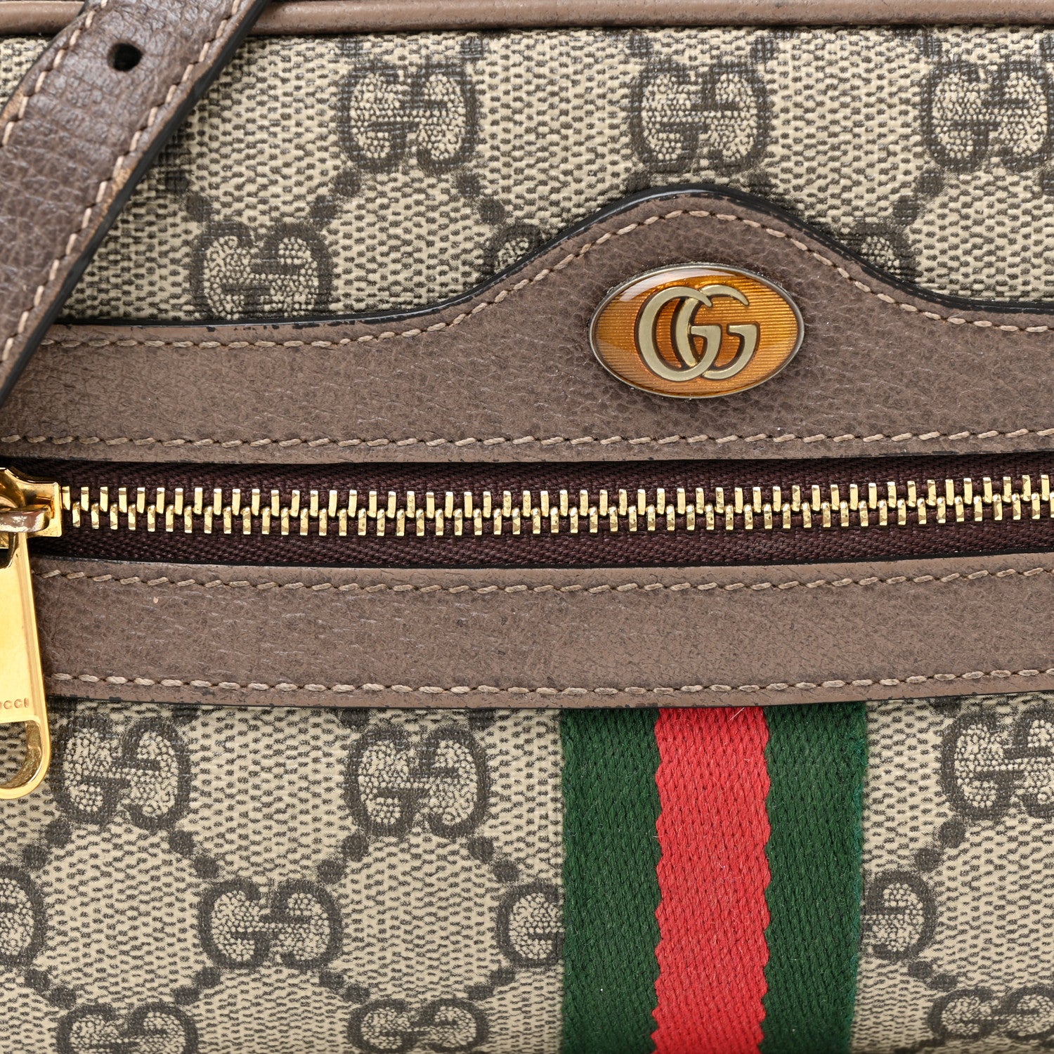 Gucci GG Supreme Monogram Web Mini Ophidia Shoulder Bag Brown 8 of 16