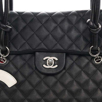 Chanel Calfskin Quilted Large Cambon Flap Black White 8 of 11