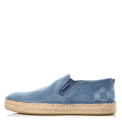 Louis Vuitton Denim Damier Mens Coconut Grove Espadrilles 8 Blue 1 of 9