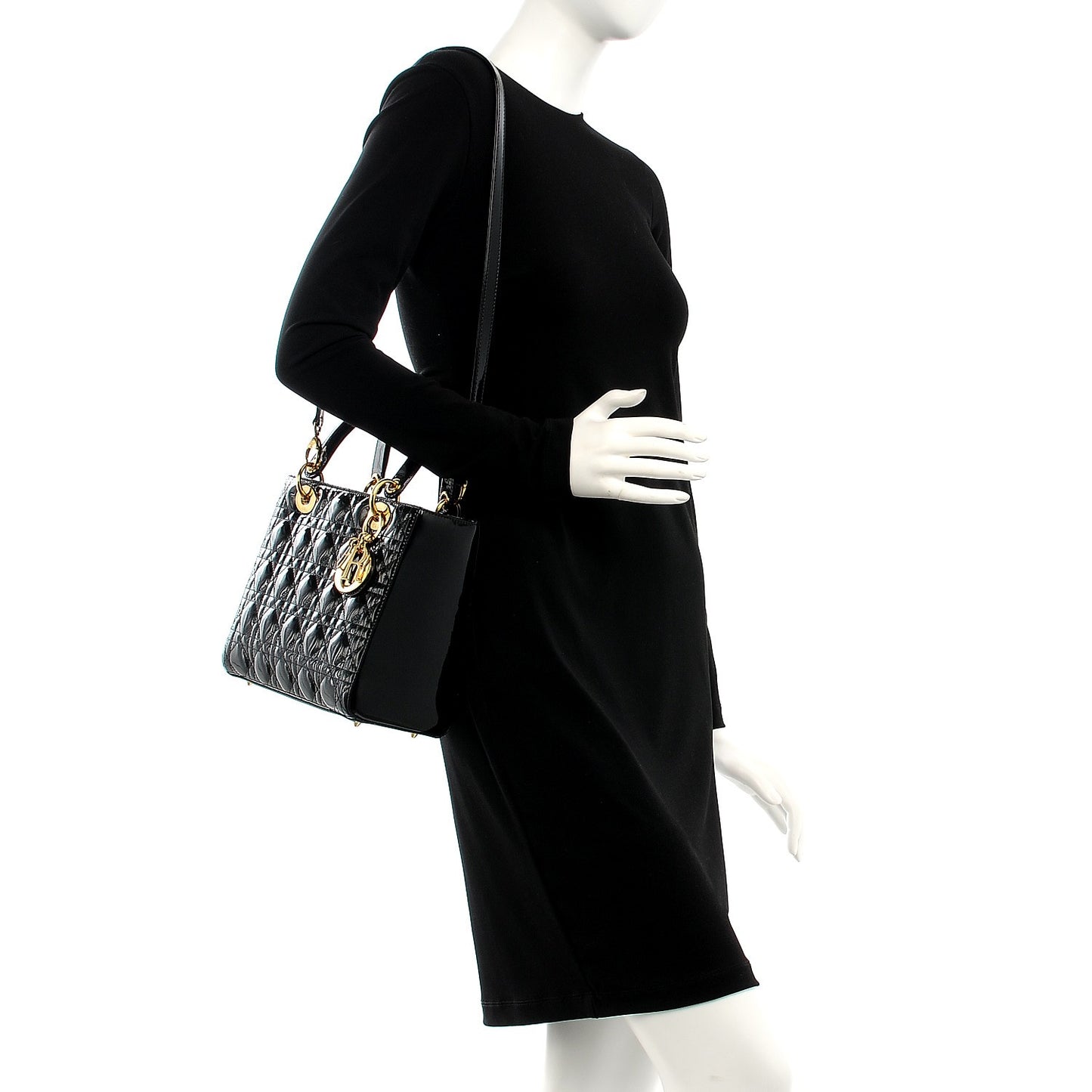Patent Cannage Medium Lady Dior Black