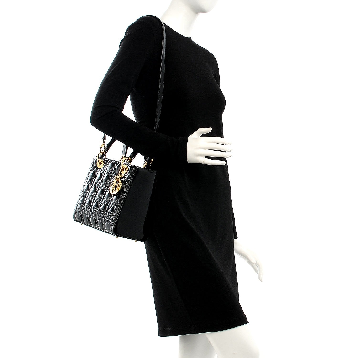 Christian Dior Patent Cannage Medium Lady Dior Black 2 of 12