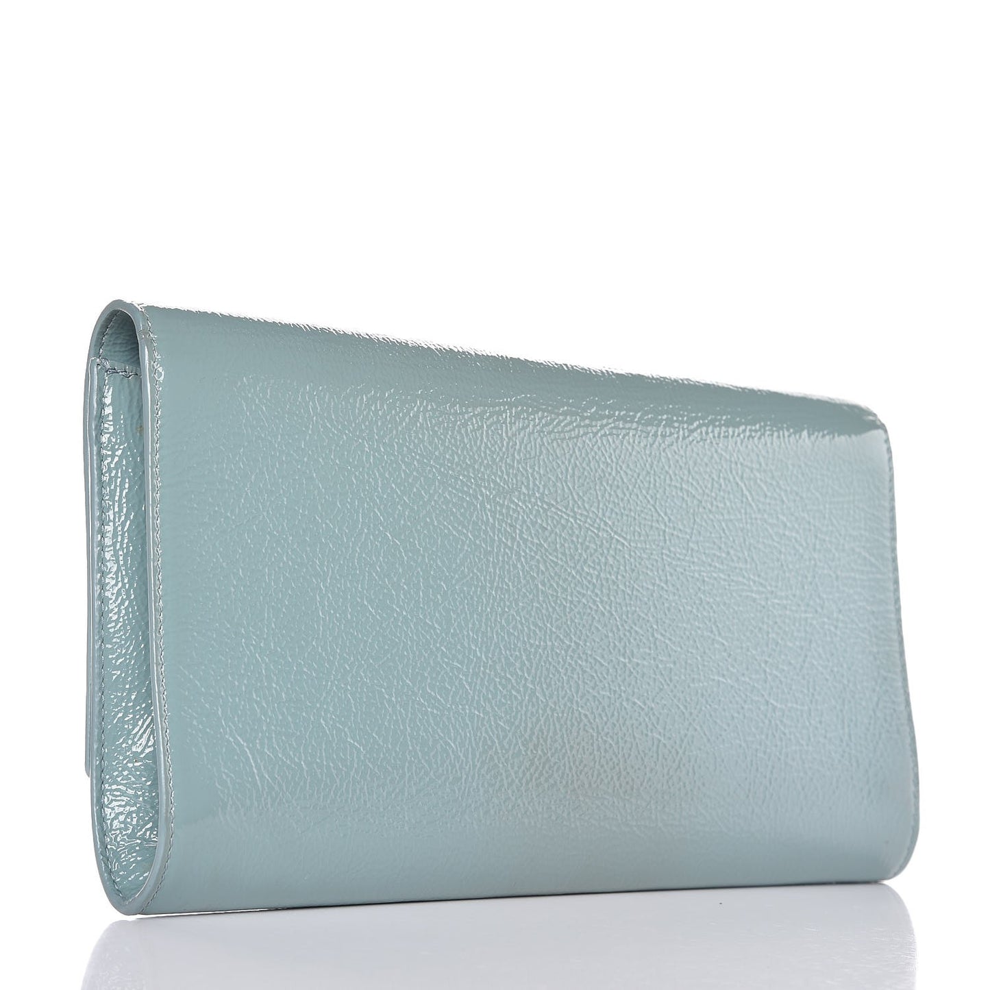 Textured Patent Large Belle De Jour Clutch Light Blue