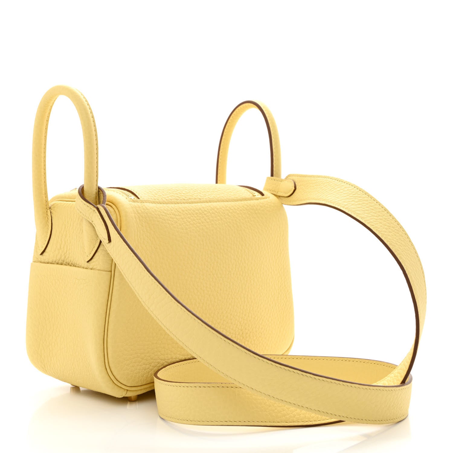 Hermes Taurillon Clemence Mini Lindy 20 Jaune Poussin 3 of 11