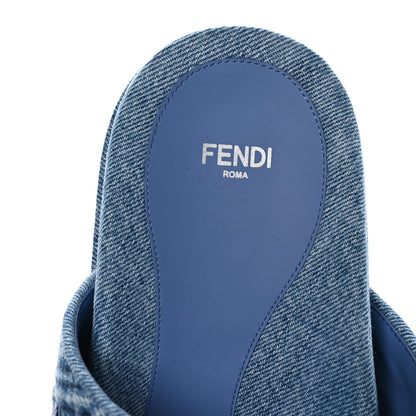 Fendi Denim FF Quilted Fendi Feel Buckled Slide Sandals 41 Blue 7 of 9