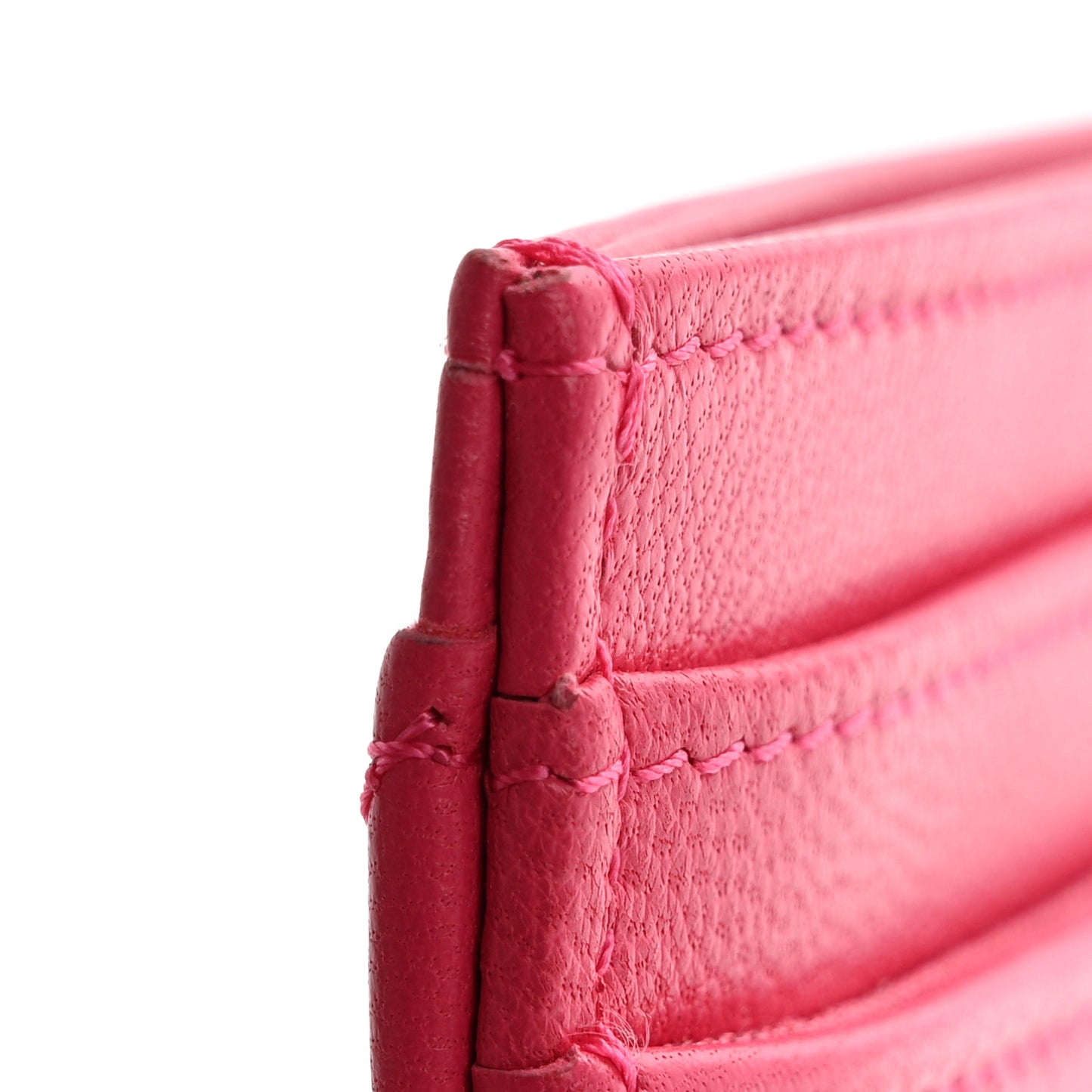 Shiny Goatskin Quilted 19 Card Holder Dark Pink