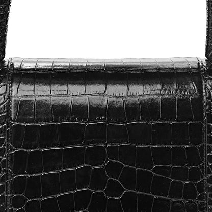 Balenciaga Shiny Calfskin Monochrome Crocodile Embossed Medium Hourglass Top Handle Bag Black 10 of 10