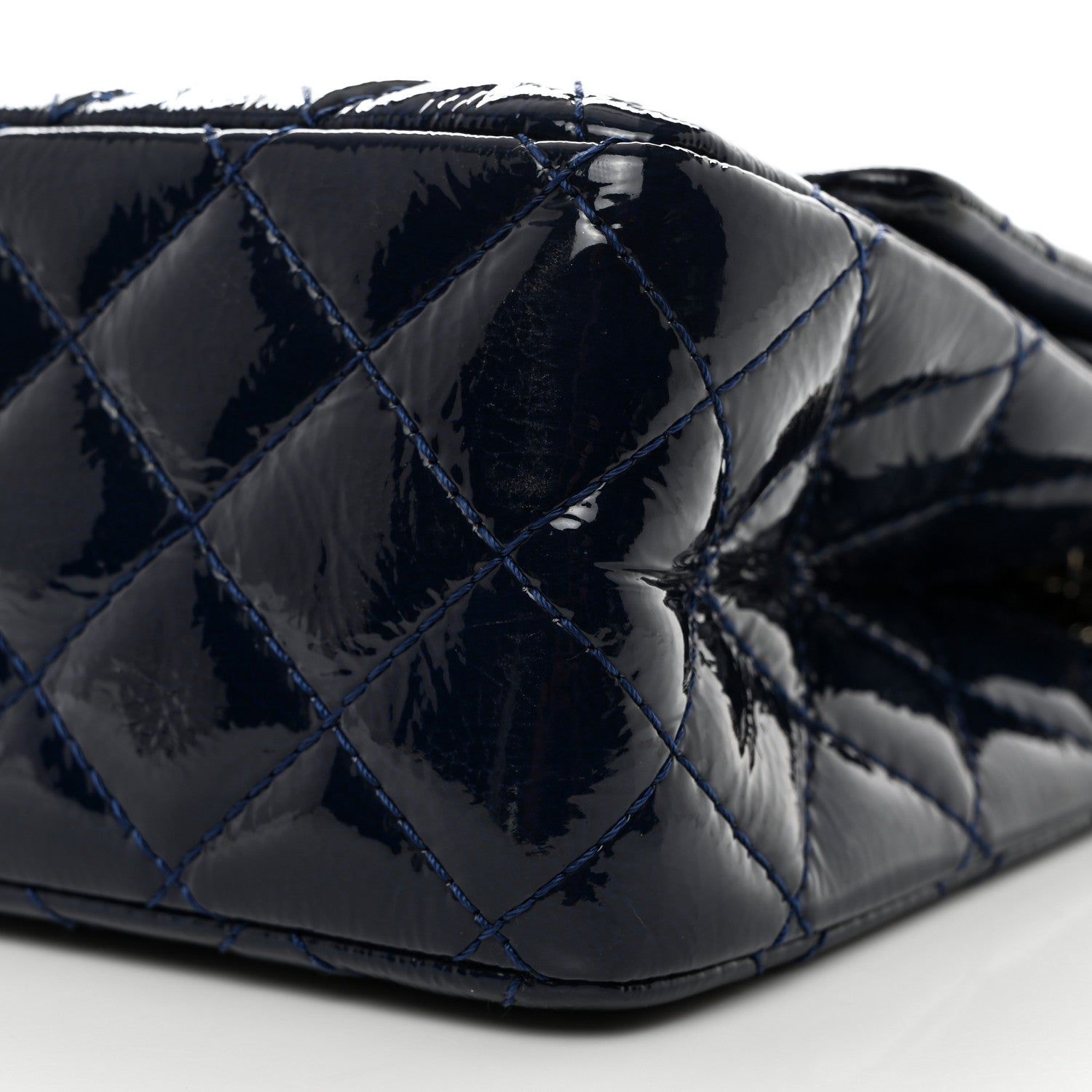 Chanel Distressed Patent Quilted 2.55 Reissue 227 Flap Dark Blue 10 of 13