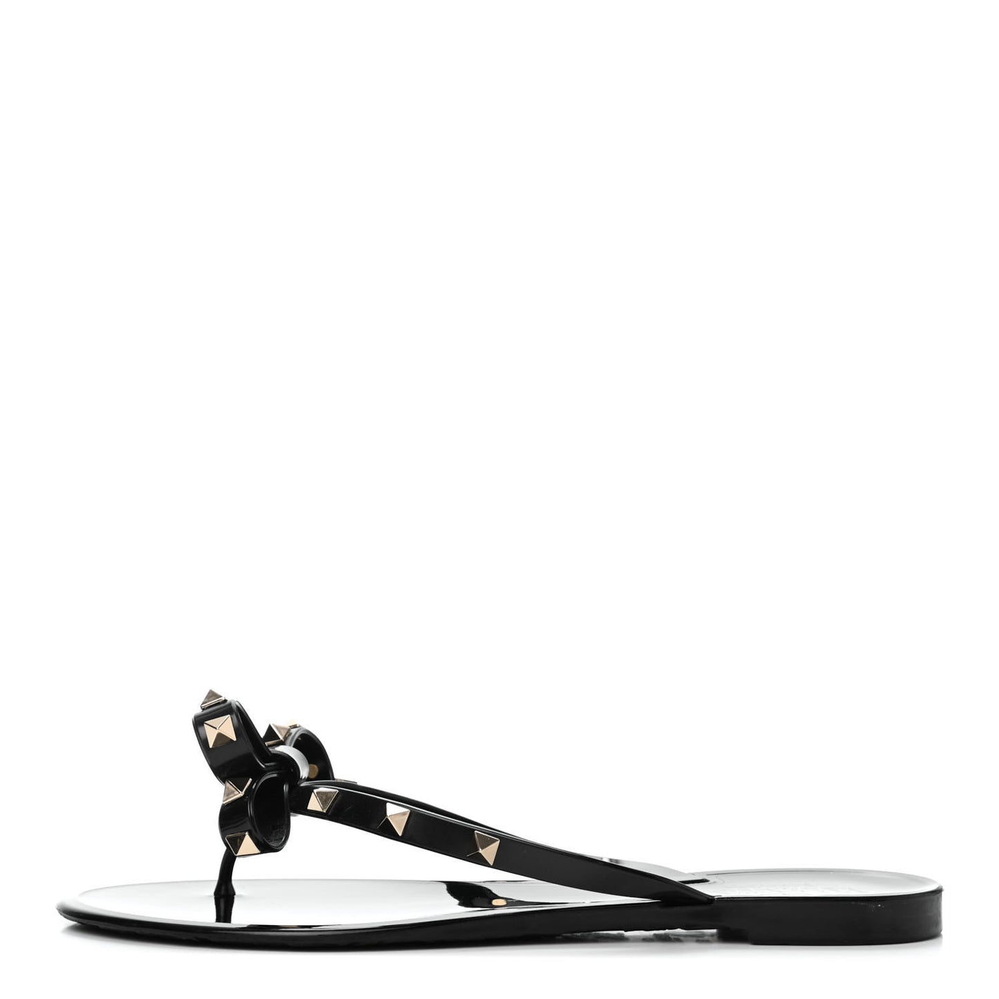 PVC Jelly Rockstud Bow Thong Sandals 39 Black