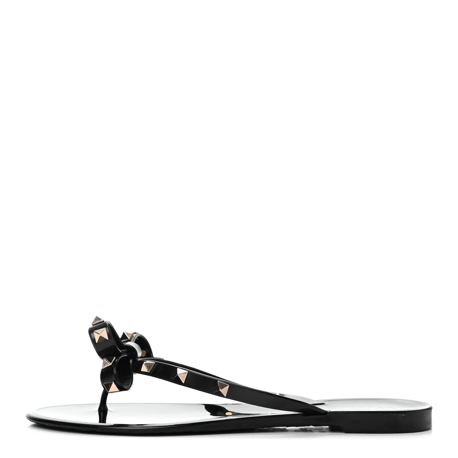 Valentino Garavani PVC Jelly Rockstud Bow Thong Sandals 39 Black 1 of 11