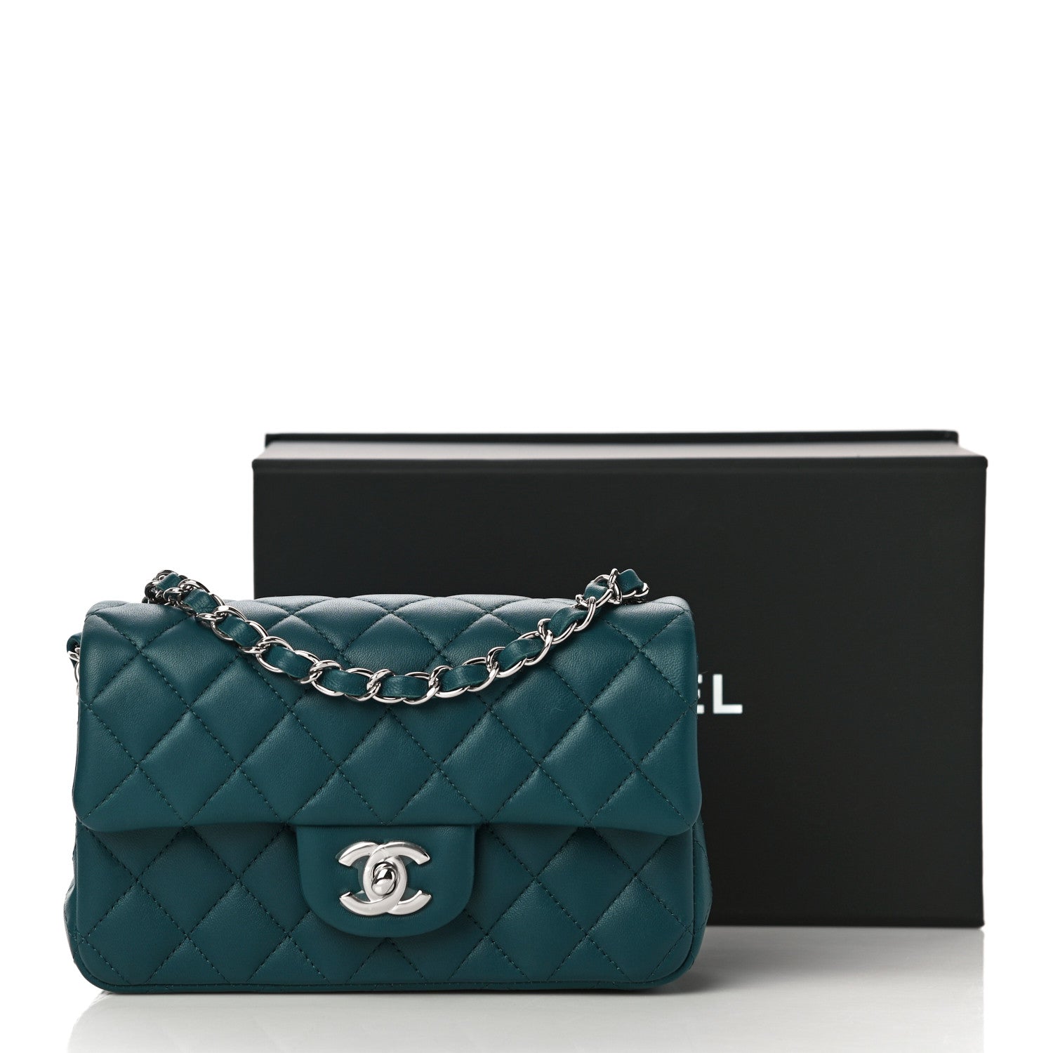 Chanel Lambskin Quilted Mini Rectangular Flap Dark Blue 11 of 11