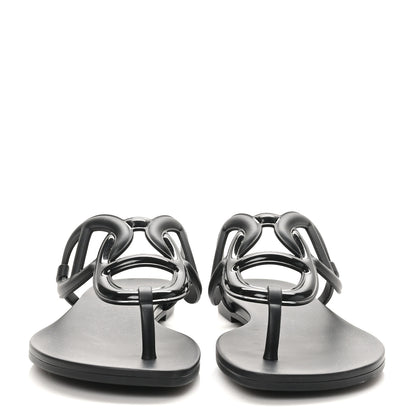 Hermes Rubber Womens Egerie Sandals 38 Black 3 of 9