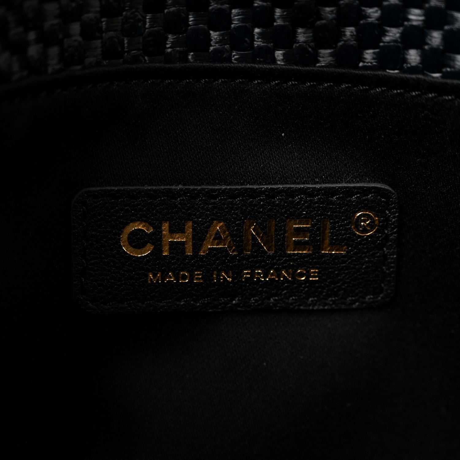 Chanel Braided Raffia Calfskin Stitched Small Shopping Tote Black White 5 of 10