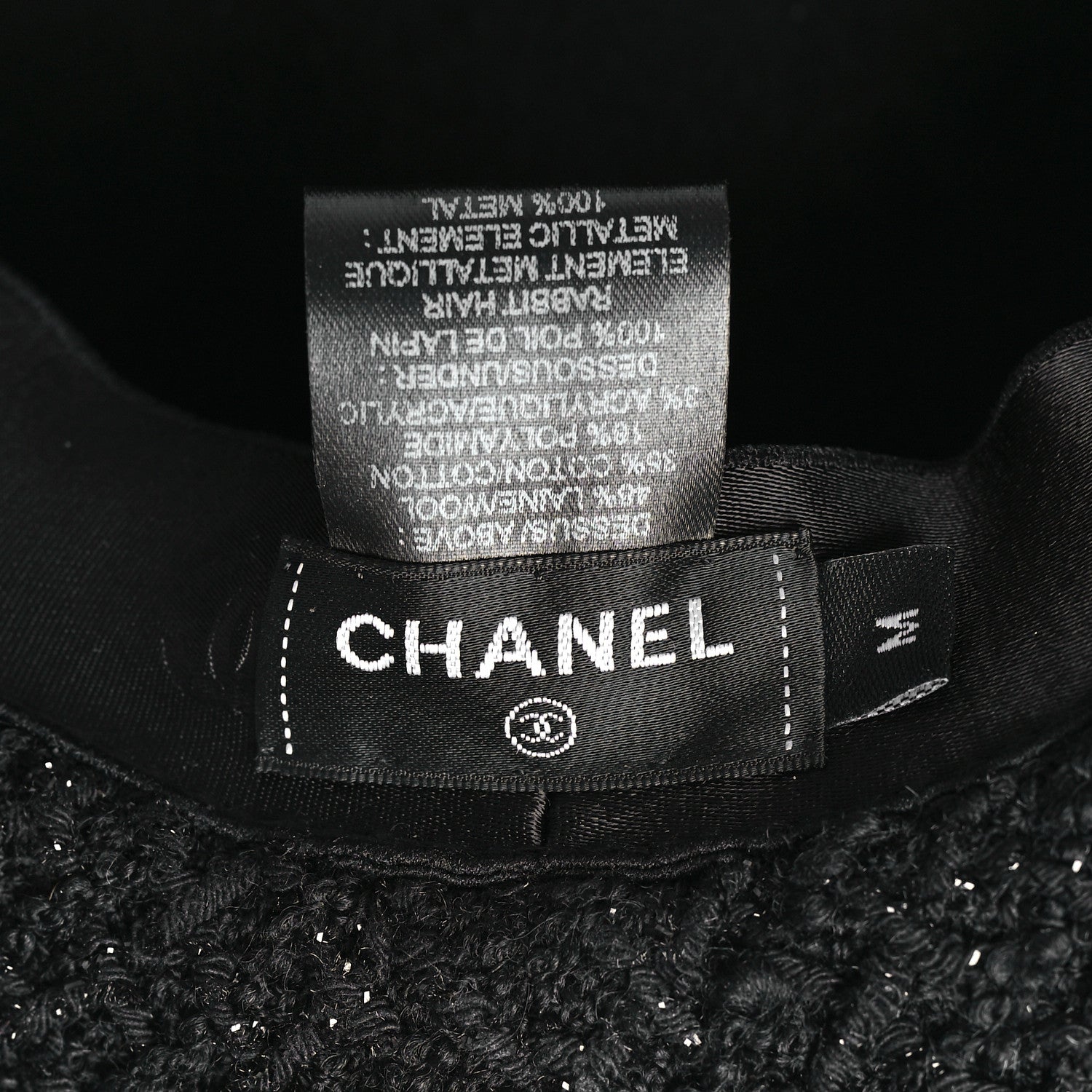 Chanel Tweed Boater Hat M Black 7 of 7