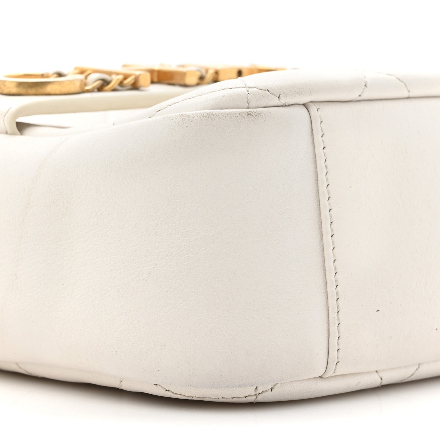 Chanel Calfskin Quilted Enchained Camera Case Bag White 10 of 17