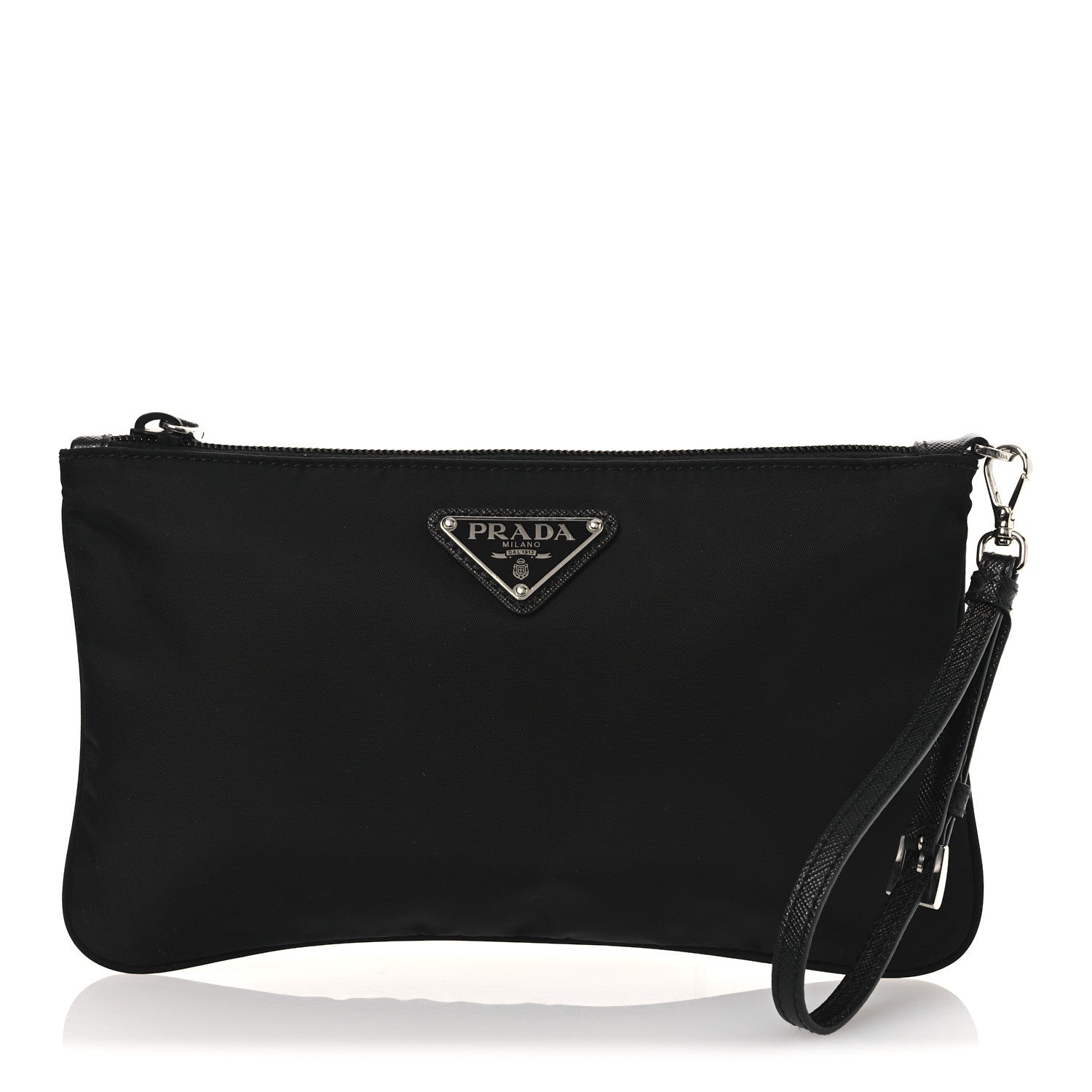 Prada Tessuto Nylon Saffiano Wristlet Black 1 of 11