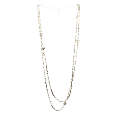 Chanel Pearl Crystal CC Multi Strand Long Necklace Gold 3 of 6