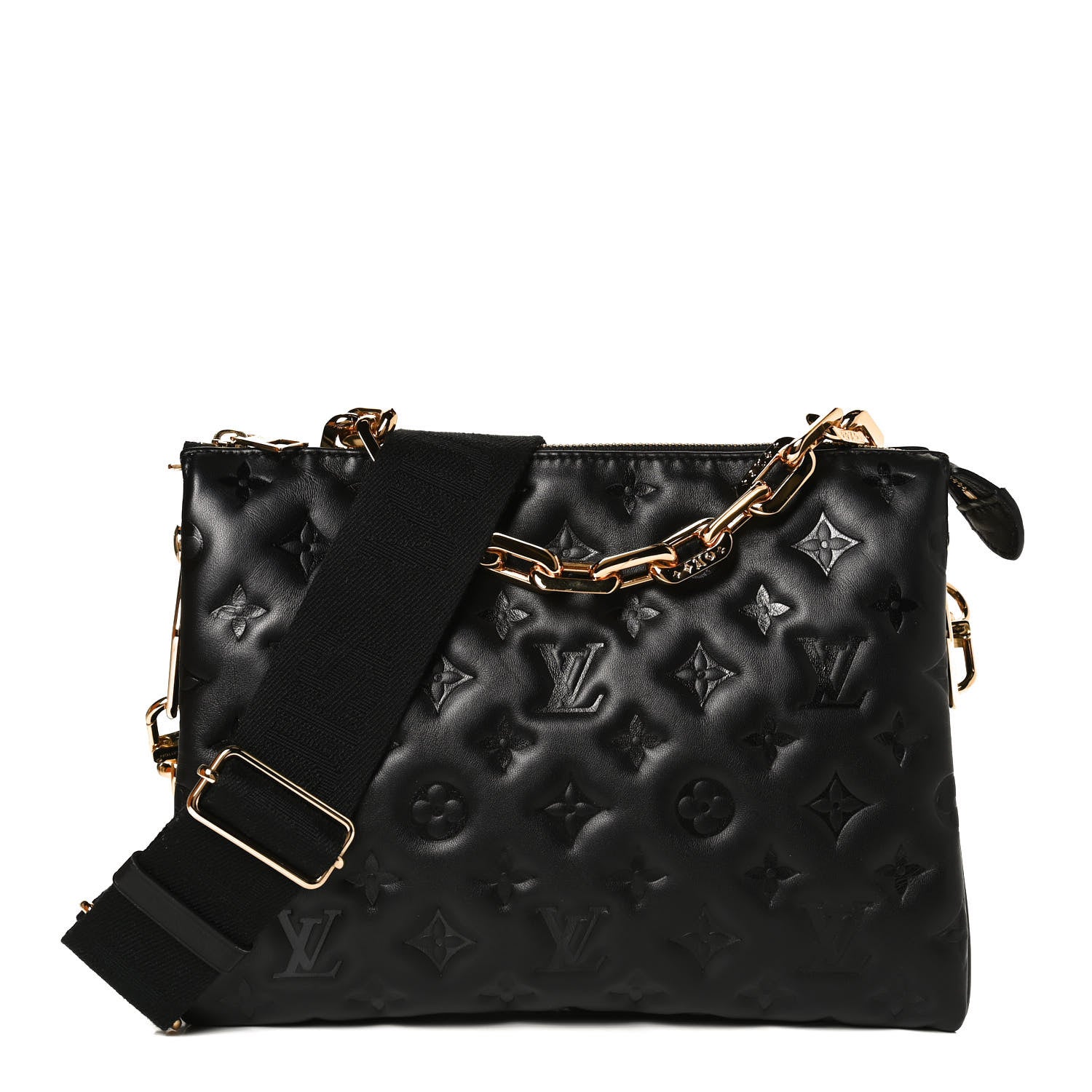 Louis Vuitton Lambskin Embossed Monogram Coussin PM Black 1 of 12