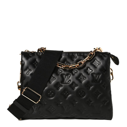 Louis Vuitton Lambskin Embossed Monogram Coussin PM Black 1 of 12