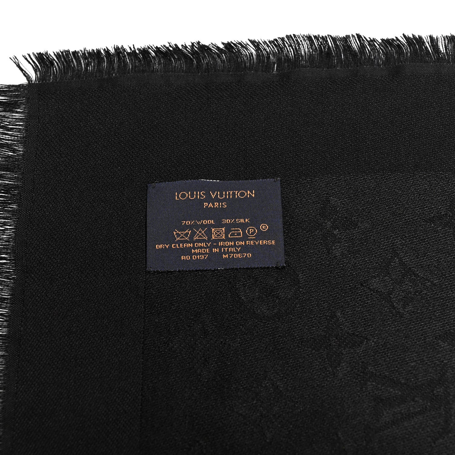 Louis Vuitton Wool Silk Allover Monogram Micro Stud More Monogram Shawl Black Gold 3 of 3