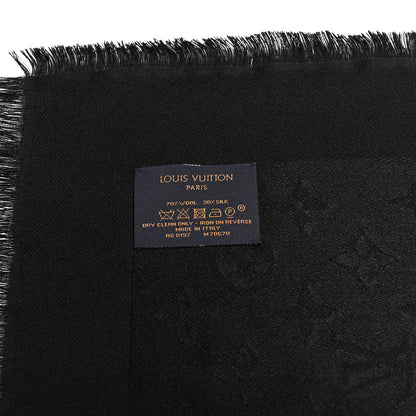 Louis Vuitton Wool Silk Allover Monogram Micro Stud More Monogram Shawl Black Gold 3 of 3