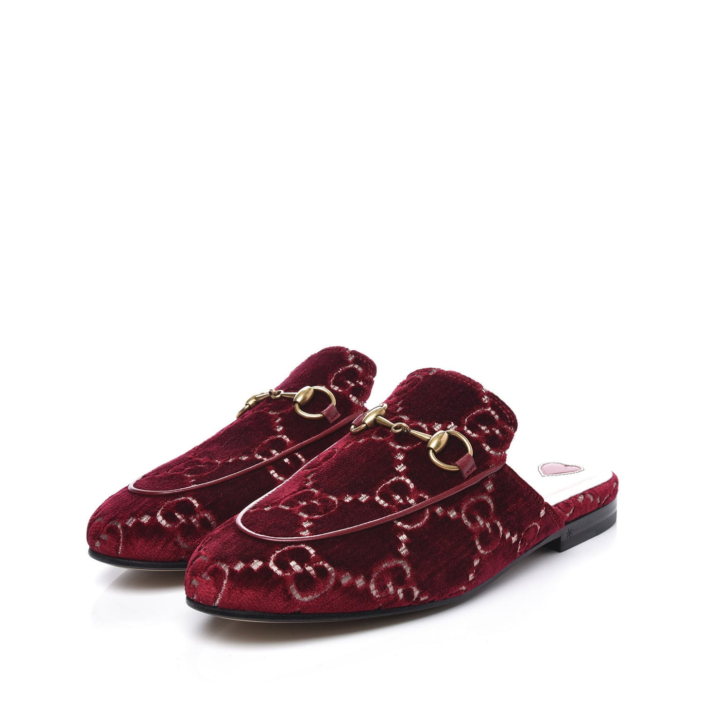 Velvet GG Monogram Womens Princetown Slippers 36 Red Cipria