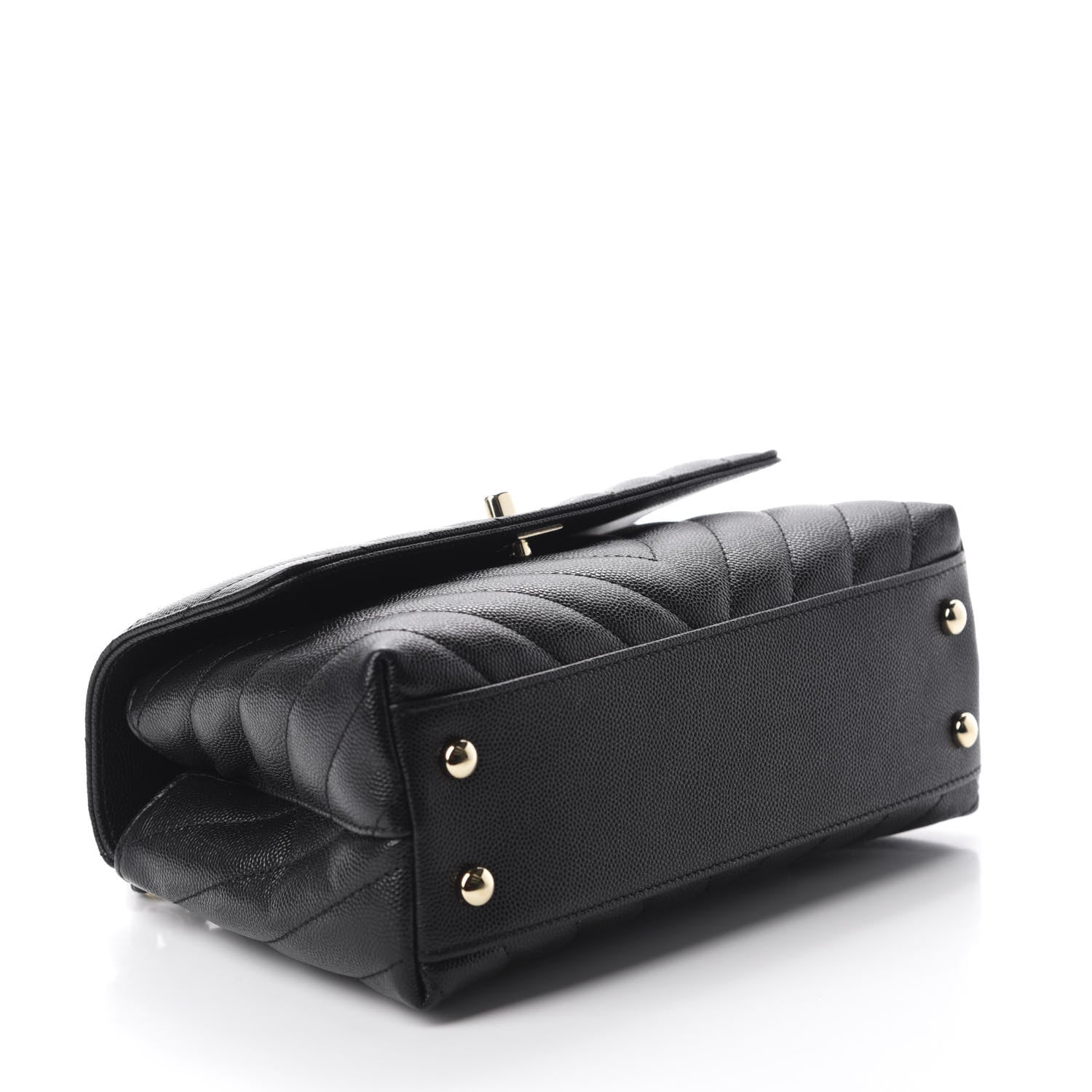 Chanel Caviar Lizard Chevron Quilted Mini Coco Handle Flap Black 4 of 17
