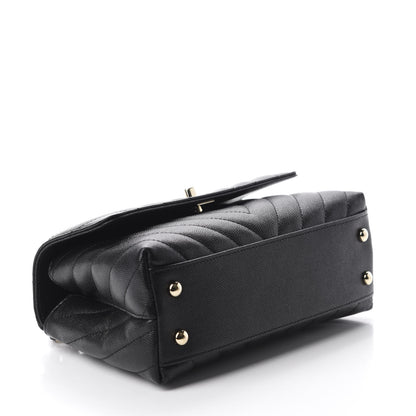 Chanel Caviar Lizard Chevron Quilted Mini Coco Handle Flap Black 4 of 17
