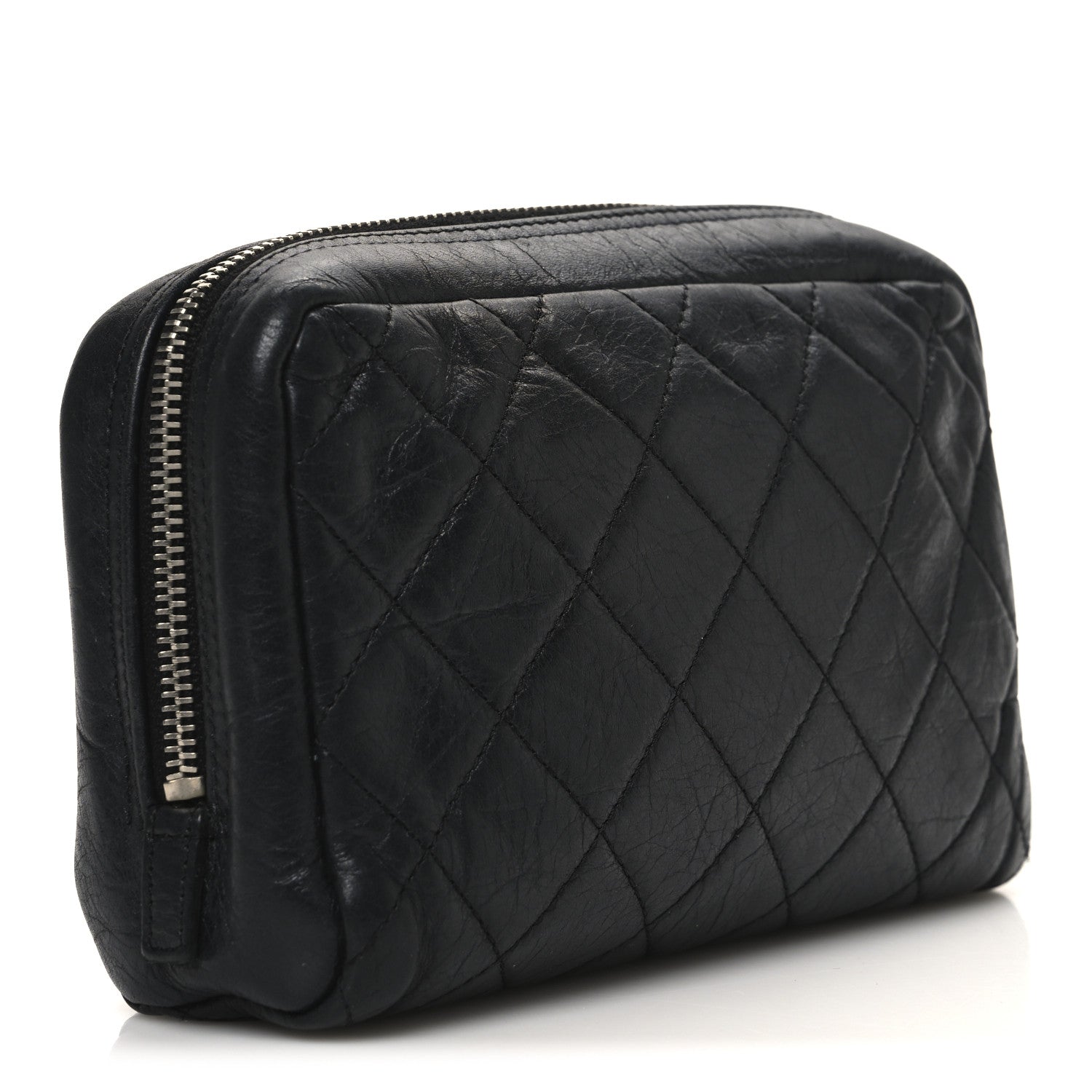 Chanel Aged Calfskin Quilted Cambon Cosmetic Case Black 3 of 10