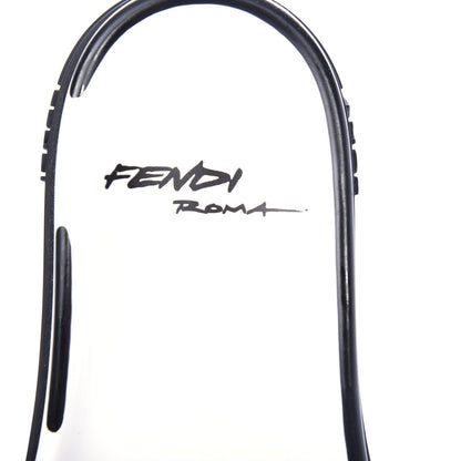 Fendi X JOSHUA VIDES Roma Calfskin Fussbetts Slide Sandals 35 Snow White Black 9 of 10