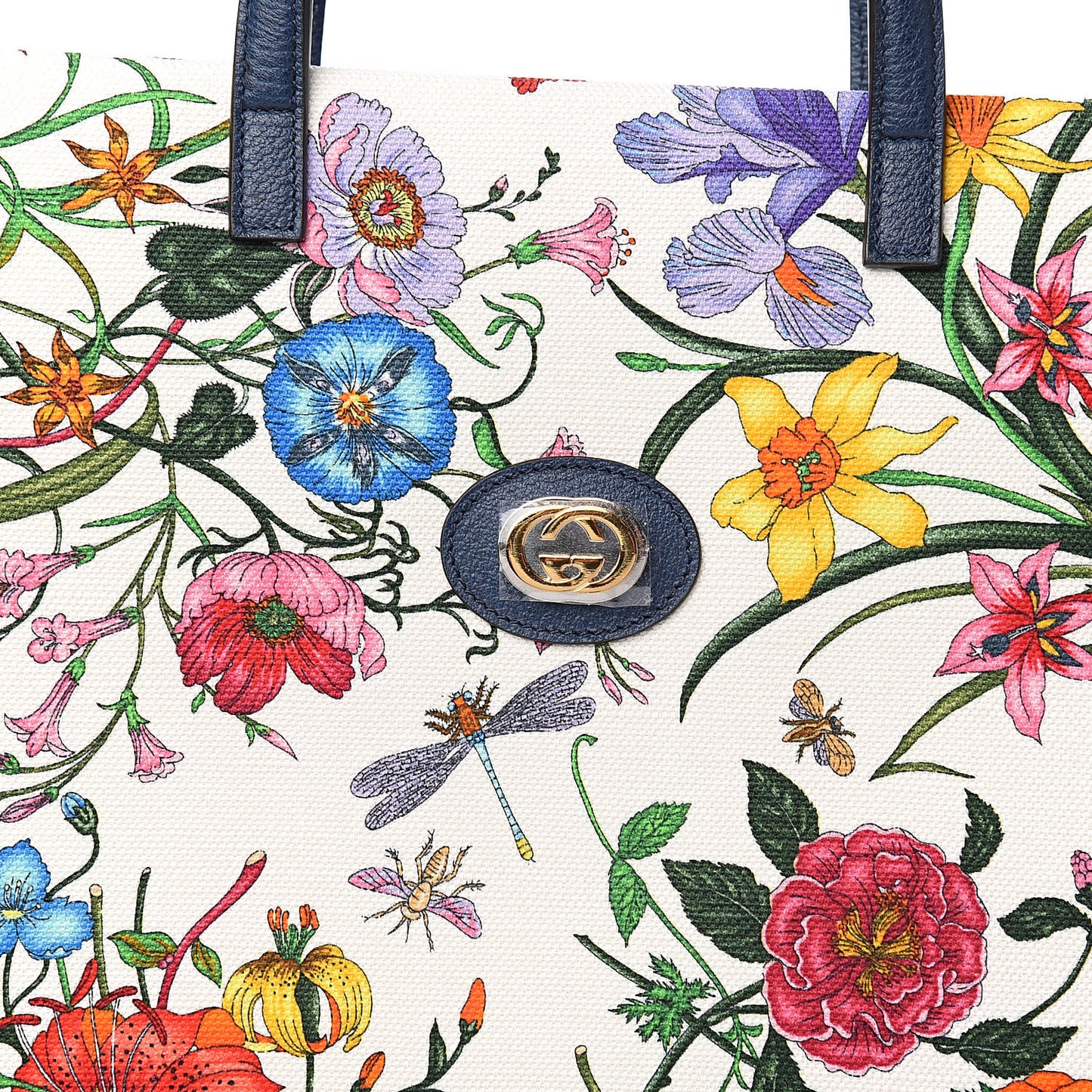 Canvas Large Flora Tote Navy Multicolor