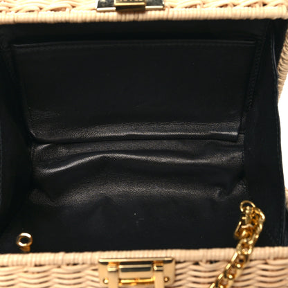 Prada Wicker Triangle Crossbody Clutch Naturale Black 5 of 9