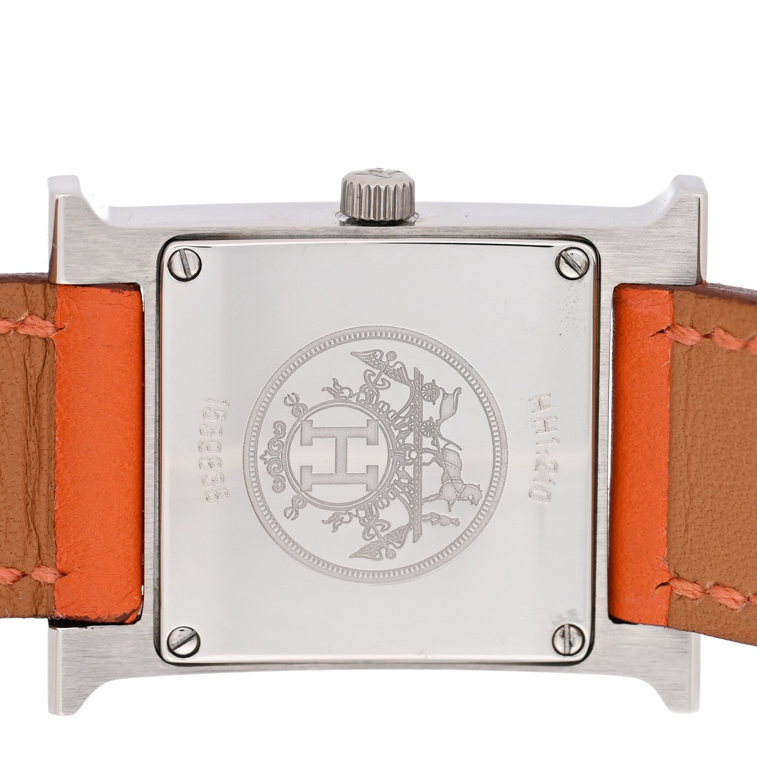 Hermes Stainless Steel Swift 21mm Heure H Hour Quartz Watch Orange 4 of 5
