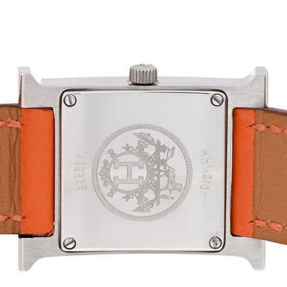 Hermes Stainless Steel Swift 21mm Heure H Hour Quartz Watch Orange 4 of 5