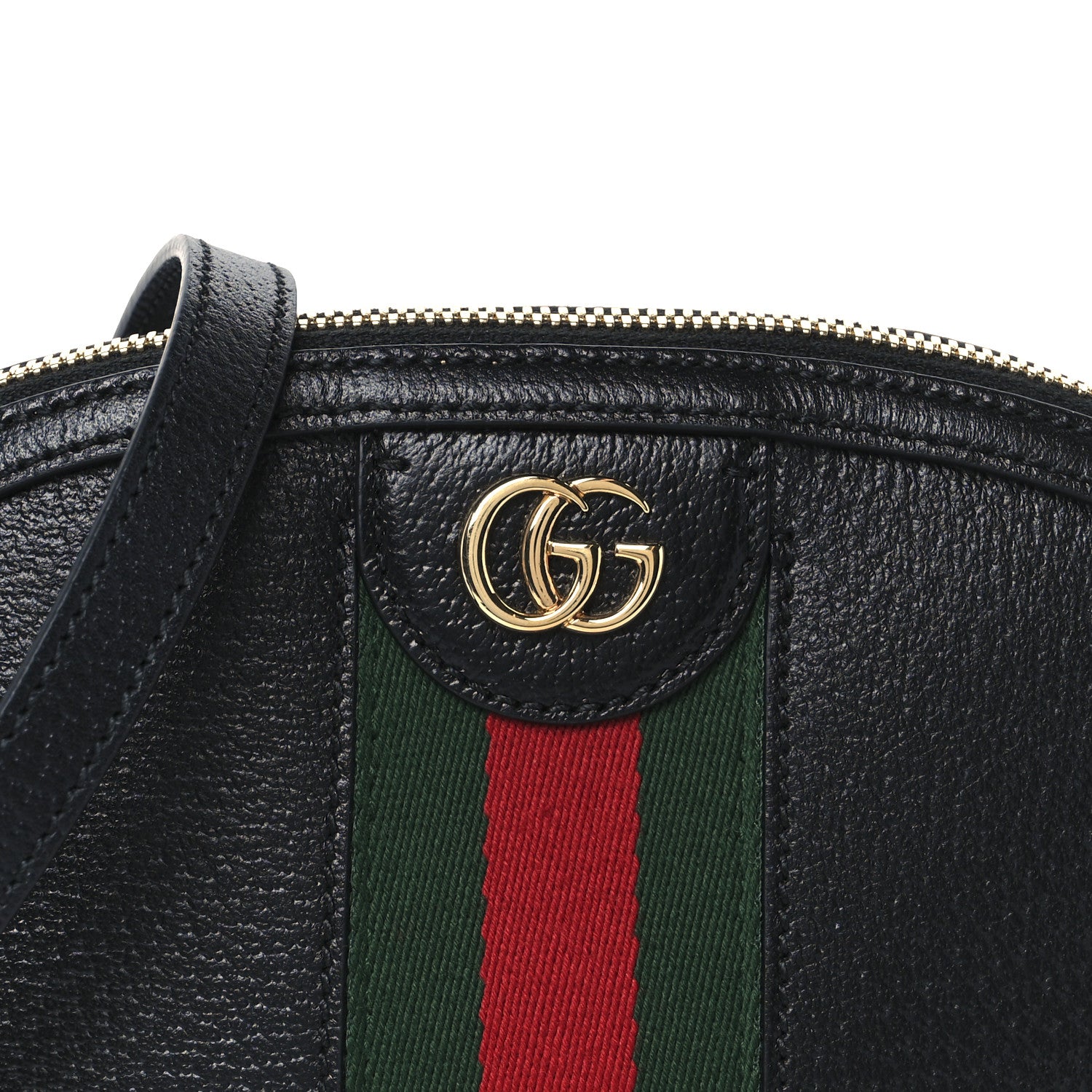 Gucci Calfskin GG Web Small Ophidia Dome Shoulder Bag Black 9 of 11
