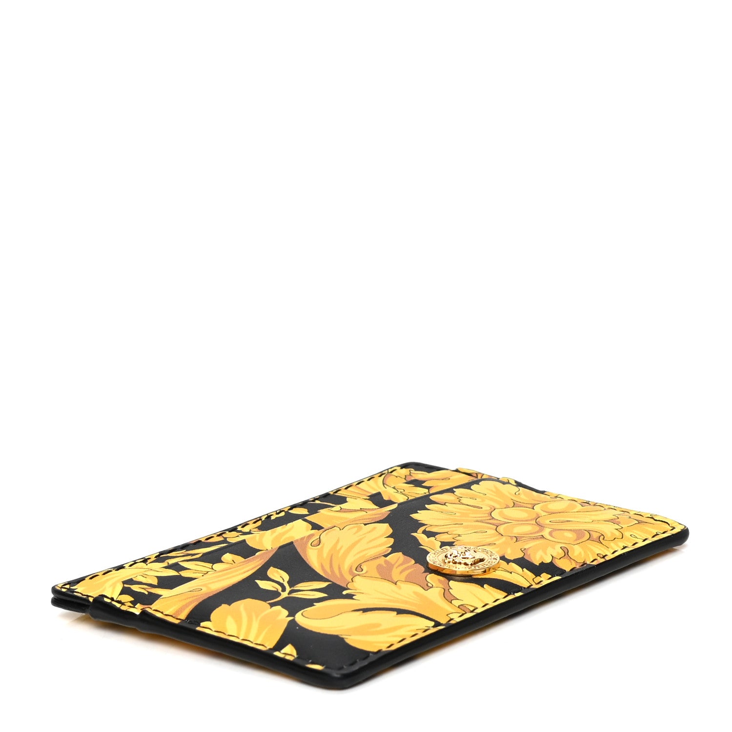 Versace Calfskin Barocco Printed Card Holder Black Gold 3 of 4