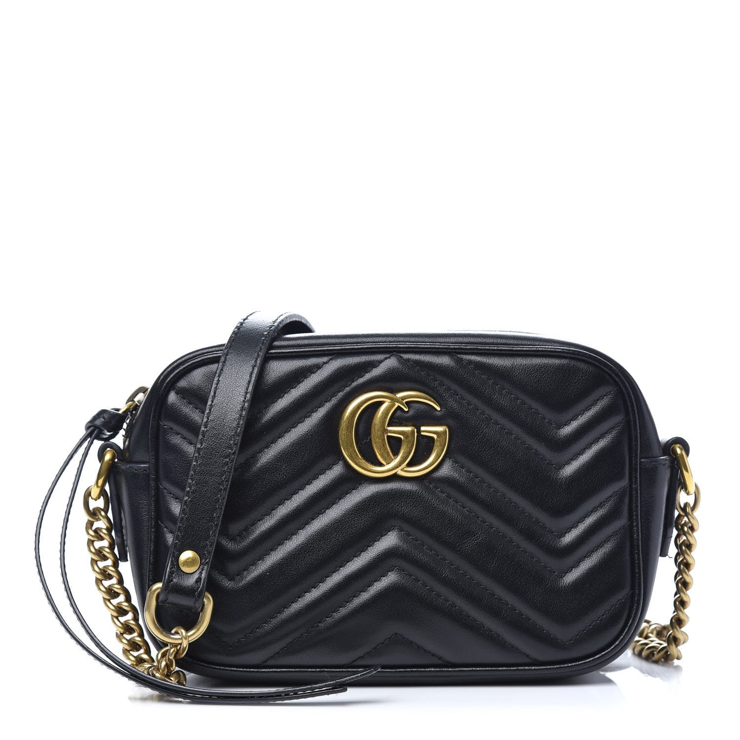 Calfskin Matelasse Mini GG Marmont Chain Shoulder Bag Black