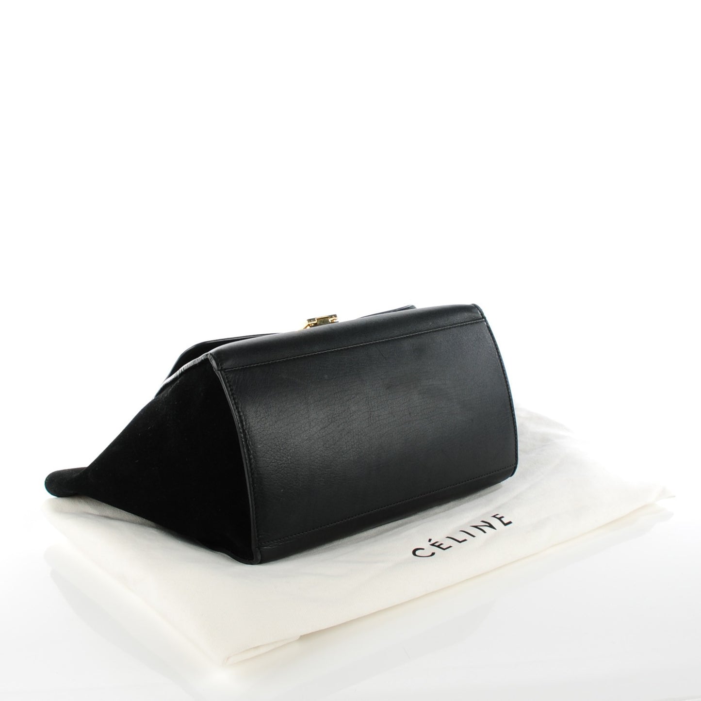 Crocodile Embossed Calfskin Suede Medium Trapeze Black