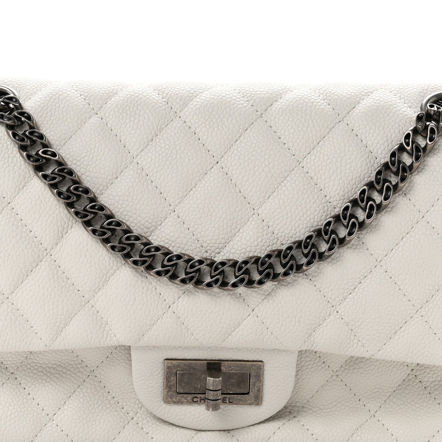 Caviar Quilted 2.55 Reissue 225 Bijoux Chain Flap White