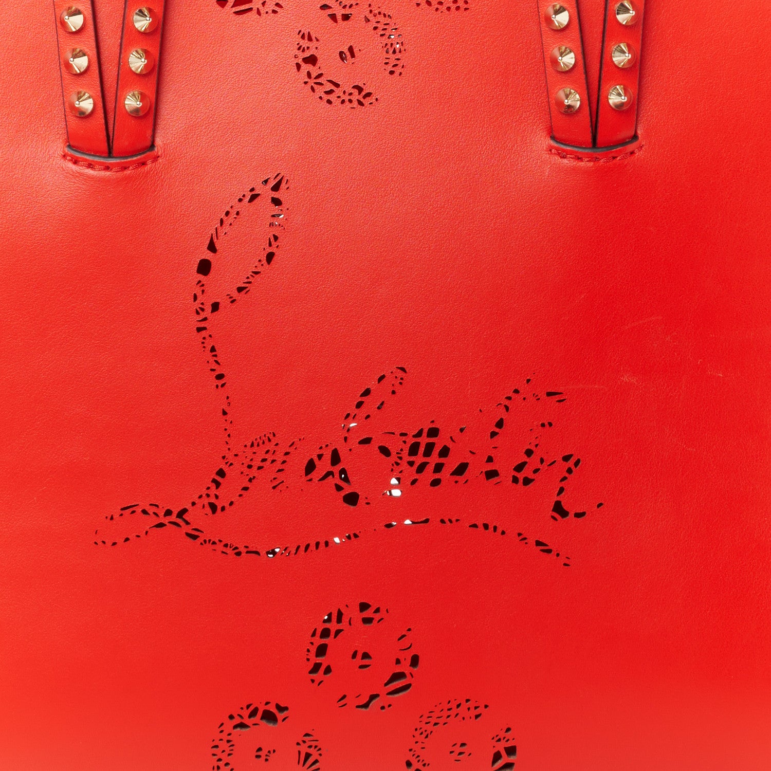 Christian Louboutin Calfskin Loubinthesky Perforated Small Cabata Tote Ole 7 of 9